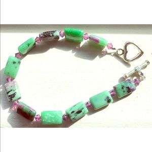 New Zoisite & Ruby Gemstone Bracelet BoHo Style